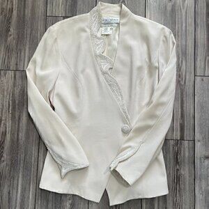 Lillie Rubin Women’s Vintage Ivory Beaded Embroidered Women's Jacket Size 10